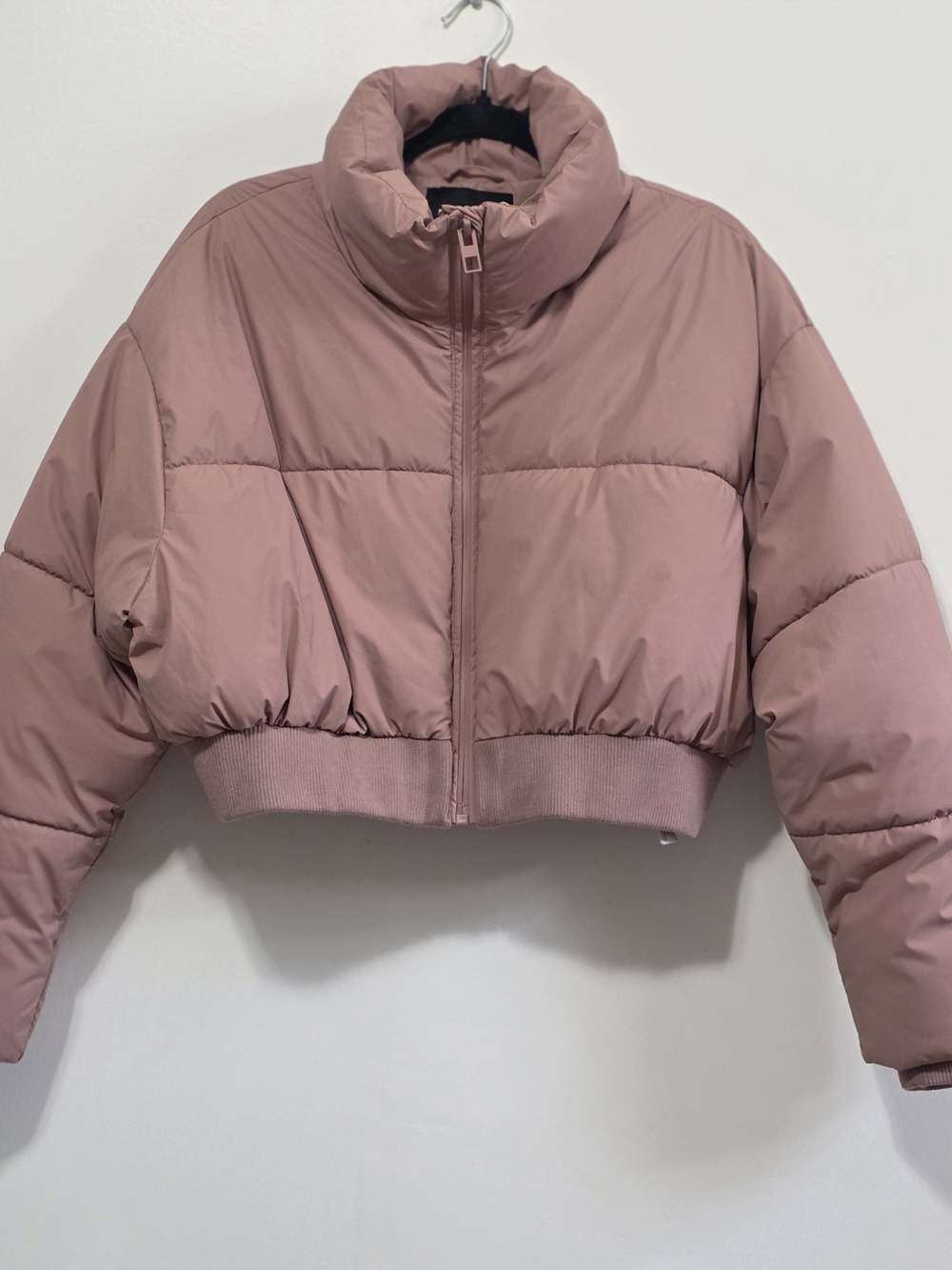 Zara Dusty Pink Cropped Puffer Jacket